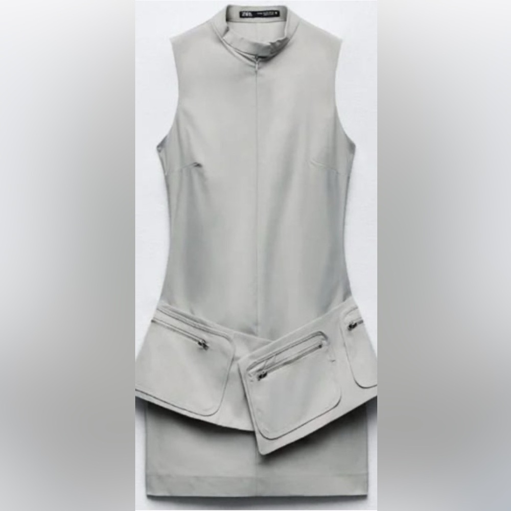 Zara Light Gray Button-Up Blouse